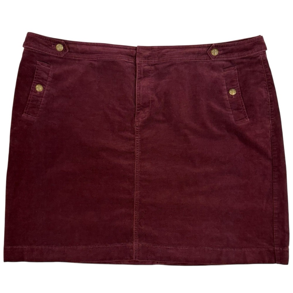 Talbots Women's Size 20W Corduroy Mini Skirt w/ Gold Crest Buttons Detail
